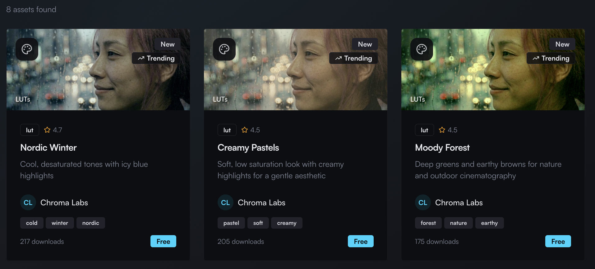 Discover assets grid preview
